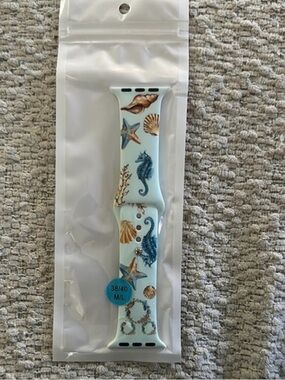 Mickey Sea Life Silicone Apple Watch Band - Light Aqua with Shells & Seahorses
